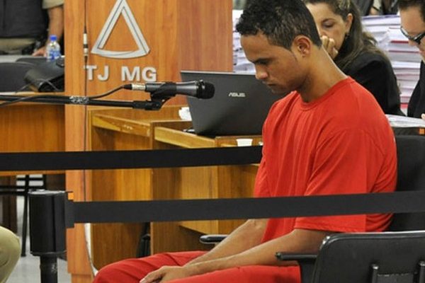 Bruno durante o julgamento da morte Eliza Samudio, em 2013 (Foto: Renata Caldeira /TJMG)