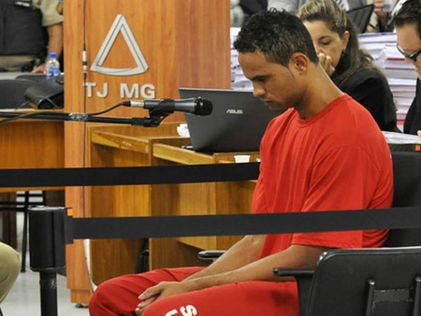 Bruno durante o julgamento da morte Eliza Samudio, em 2013 (Foto: Renata Caldeira /TJMG)