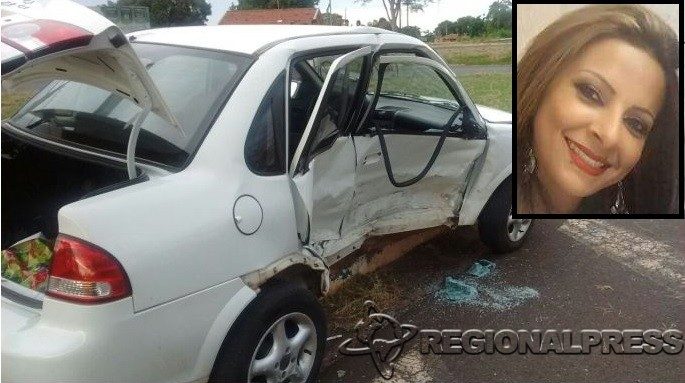 Acidente ocorreu na sexta-feira e Reginéia Gama, no detalhe, morreu no hospital de Votuporanga (Fotos: Redes Sociais)