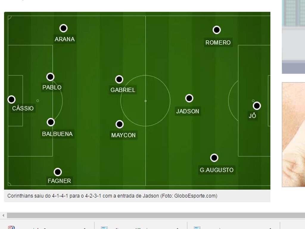 Corinthians saiu do 4-1-4-1 para o 4-2-3-1 com a entrada de Jadson (Foto: GloboEsporte.com).
