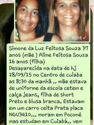 Mãe e filha moravam em Poconé e foram
assassinadas. (Foto: Reprodução).
