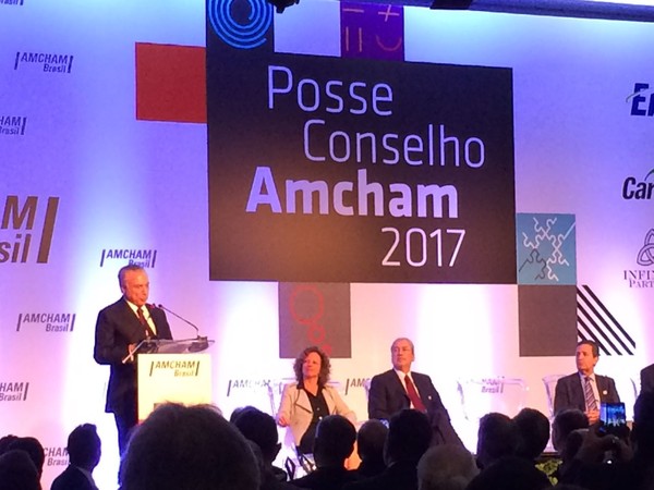 Temer faz discurso na Amcham (Foto: Tahiane Stochero/G1 ).