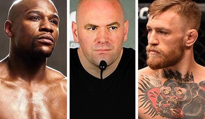 Dana White tem demonstrado que luta de boxe entre Mayweather e McGregor pode acontecer (Foto: editoria de arte).