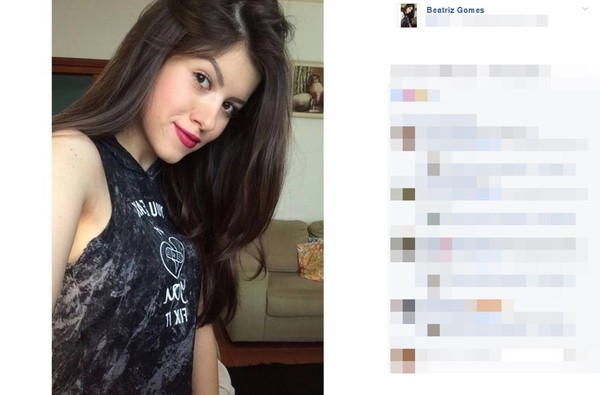 Beatriz Gomes tinha 18 anos e era passageira no veículo que bateu em ônibus (Foto: Reprodução/Facebook).