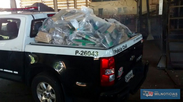 Foi montado um comboio para transportar toda a droga em segurança. foto: Polícia Civil/Divulgação 