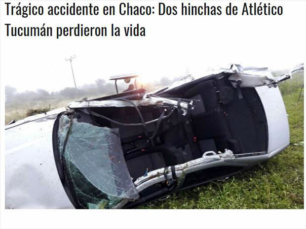 Torcedores do Atlético Tucuman morrem em acidente de carro a caminho do Brasil (Reprodução/Radio Independencia)