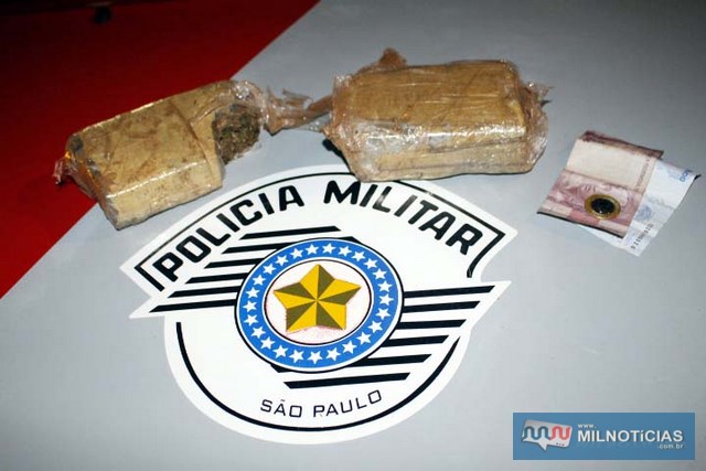Foram apreendidos dois tabletes de maconha pesando um total de 836 gramas. Foto: Manoel Messias/Mil Noticias
