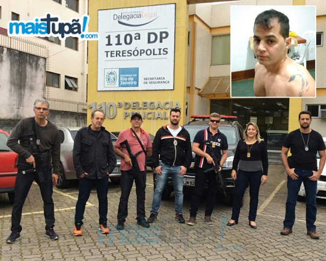 Equipe da DIG de Tupã quando foi escoltar o preso acusado de matar a bancária. Foto: MaisTupã.com.br