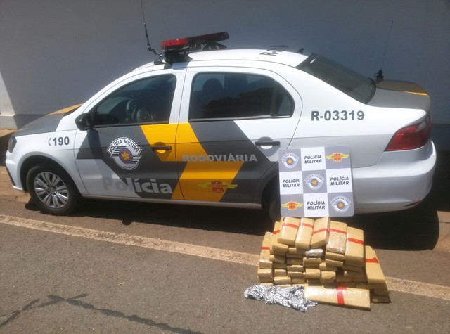 Polícia apreendeu 51 tabletes de maconha em Sud Mennucci (Foto: Polícia Rodoviária/Divulgação)