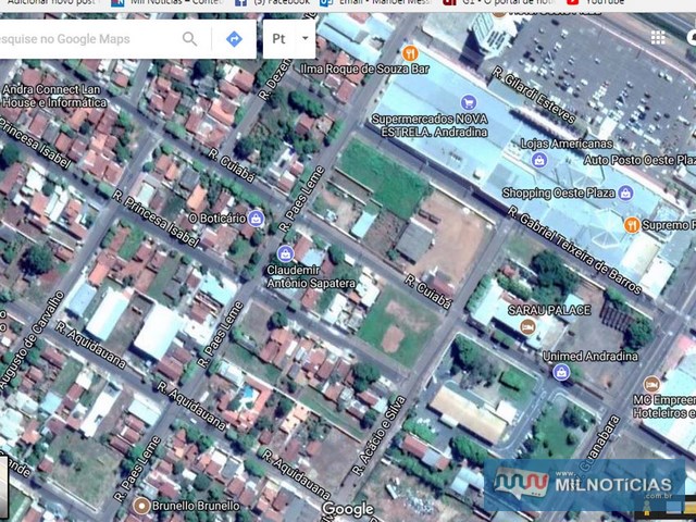 Furto aconteceu em uma empresa de eletrificação próxima do shopping de Andradina. Foto: Google Maps