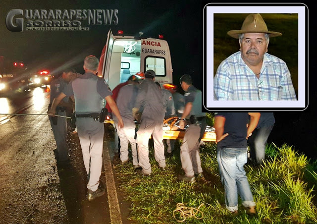 O aposentado João Rodrigues Teixeira (detalhe), 60 anos, morreu em acidente na vicinal Ângelo Zancaner. Foto: guararapessorrisonews