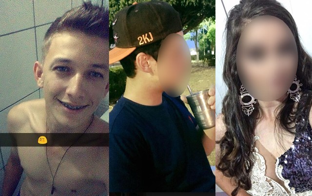Julieze Vieira Valczak, de 19 anos, (primeiro à esquerda) e dois adolescentes morreram após serem arremessados de caminhonete que capotou na MT-423, em Sinop (Foto: Facebook/Reprodução).