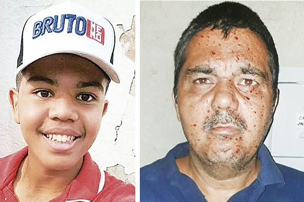 Diego Gregório (à esq.) foi assassinado em Batatais. Seu tio, Dênis Oliveira, ainda com respingos de sangue no rosto, confessou o crime. Foto de: WhatsApp GCN