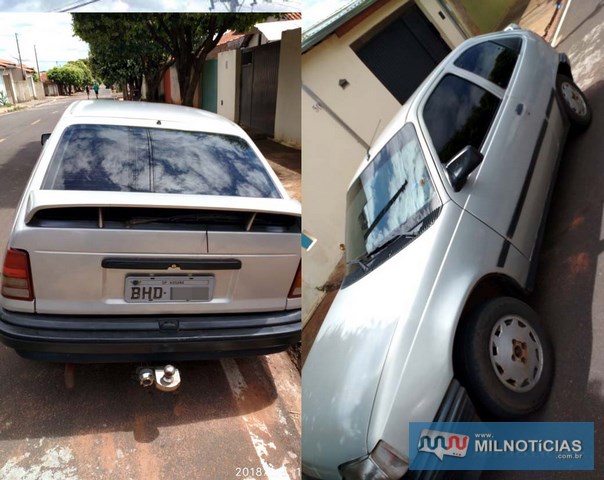 GM Kadett na cor prata usado pelos criminosos foi localizado abandonado. Foto: DIVULGAÇÃO