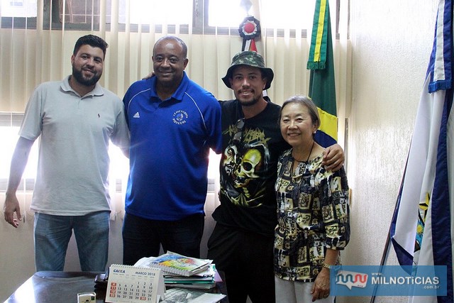 A partir da direita: Tamiko, Samuel Jimmy, Messias e Juliano Silva. Foto: Secom/Prefeitura