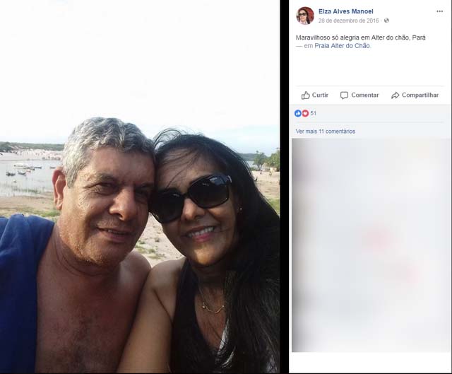 policial civil aposentado Noraíde Manuel de Moraes, de 64 anos, e a mulher dele, Elza Alves Manuel, de 63 anos, foram assassinados (Foto: Facebook/ Reprodução).