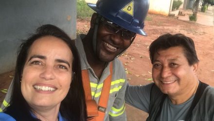 Cláudia Giagher, Chacha e Argemiro Barros no reencontro ao acaso, em Campo Grande, MS (Foto: Cláudia Gaigher/TV Morena).