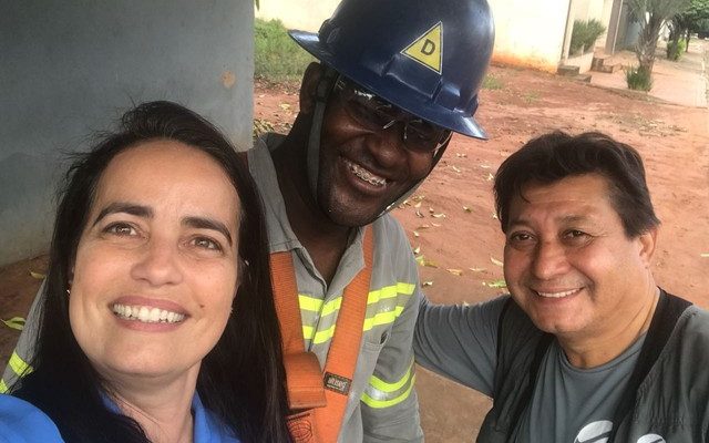 Cláudia Giagher, Chacha e Argemiro Barros no reencontro ao acaso, em Campo Grande, MS (Foto: Cláudia Gaigher/TV Morena).