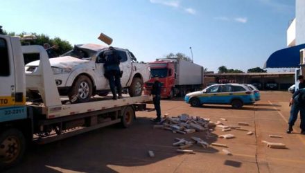 A droga e a caminhonete, que tem suspeitas de ser um veículo dublê, foram apreendidos. Foto: Celso Daniel/Patrulha News