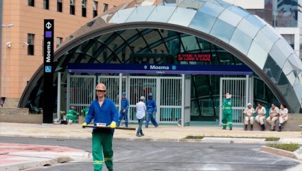 Finalização das obras na estação Moema, Linha-5 Lilás do Metrô, em São Paulo, inaugurada em abril (Foto: Luiz Cláudio Barbosa/Código19/Estadão Conteúdo).