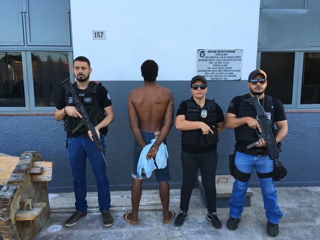 Douglas Monteiro de Campos, de 29 anos, foi preso suspeito de matar comerciante no dia 23 de dezembro de 2017 (Foto: Polícia Civil-MT/ Divulgação).