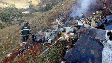 Destroços ficaram carbonizados após a queda da aeronave (Foto: Corpo de Bombeiros).