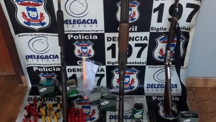 Marido que matou mulher a facadas em GO é preso em Mato Grosso; polícia apreendeu armas e munição (Foto: Polícia Civil de MT/Assessoria).