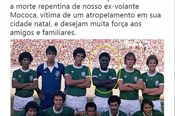 Palmeiras lamentou morte de Mococa nas redes sociais (Foto: Reprodução / Twitter).