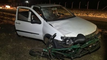 Idoso de bicicleta morre depois de ser atropelado por carro em rodovia de Potirendaba (SP). (Foto: Gazeta do Interior/ Divulgação).