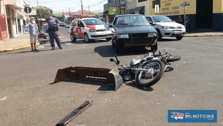 Acidente aconteceu no cruzamento das ruas Ceará com Dom Bosco, área central de Andradina. Foto: MANOEL MESSIAS/Mil Noticias
