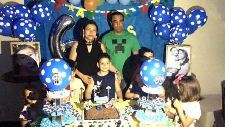 O pequeno Lucas, com os pais Agnaldo e Cristiane. foto: DIVULGAÇÃO