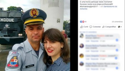 O sargento Ricardo e a esposa Fernanda Sá — Foto: Reprodução/Facebook.