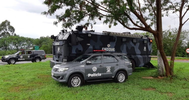 Tropa de Choque da PM está em Presidente Venceslau desde a semana passada — Foto: Wagner Bueno/Portal Bueno/Cedida