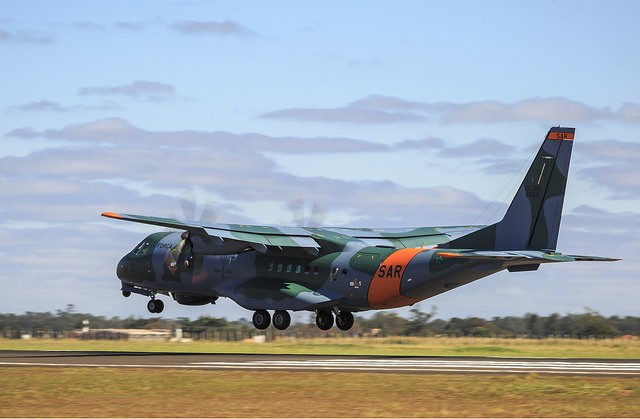 Aeronave da FAB auxilias nas buscas no Pantanal, em Mato Grosso — Foto: FAB/Divulgação.