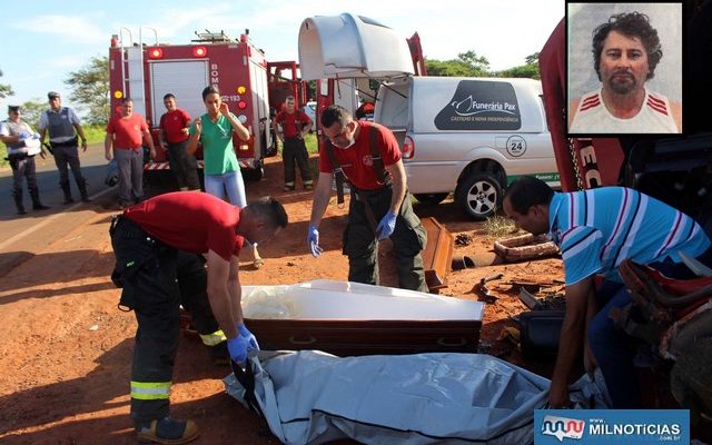 O motorista Aparecido Batista de Barros, o “Cido” (detalhe), de 44 anos, morreu na hora. Foto: MANOEL MESSIAS/Mil Noticias