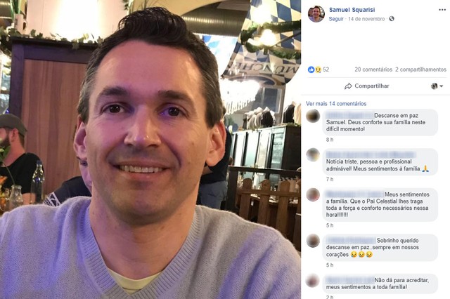 Samuel Rodrigues Squarisi, de 38 anos, não resistiu a intoxicação causada pelo cloro em academia de Campinas (SP) — Foto: Reprodução/Facebook.