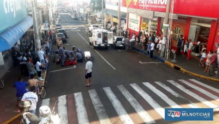 Atropelamento aconteceu na rua Paes Leme, a principal via do comércio andradinense. Foto: MANOEL MESSIAS/Agência