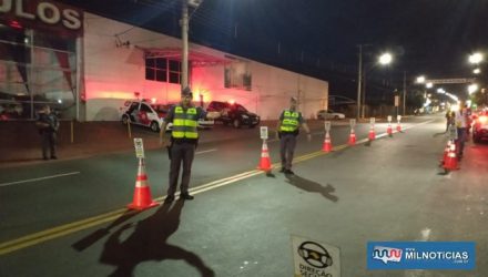 Foram realizados pontos de bloqueio na Av. Guanabara, próximo ao trevo da rodovia Marechal Rondon. Fotos: DIVULGAÇÃO/PM