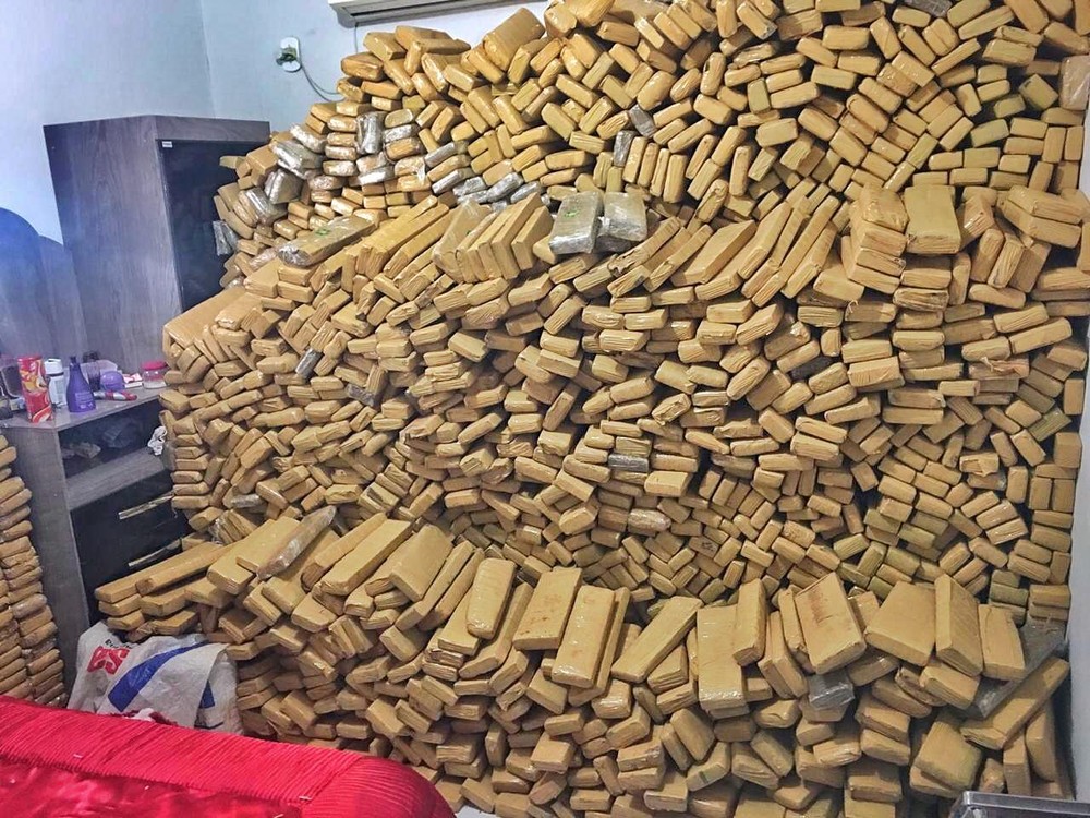 Ao todo, 4.492kg de maconha foram encontrados em fazenda em Amambai, na fronteira com o Paraguai — Foto: DOF/Divulgação.