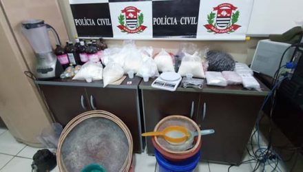 Polícia Civil encontrou refinaria de droga em Paulínia — Foto: Divulgação/Polícia Civil.