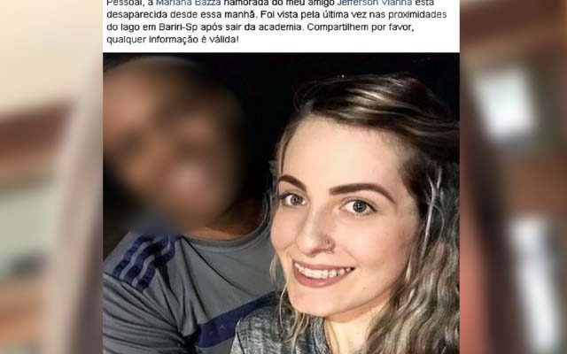 Mariana Bazza desapareceu após sair de academia em Bariri — Foto: Reprodução/Facebook