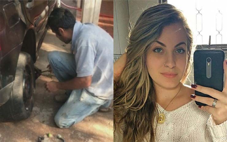 Suspeito de matar universitária Mariana Bazza, de Bariri, ajudou a jovem a trocar o pneu — Foto: TV TEM/Arquivo Pessoal.