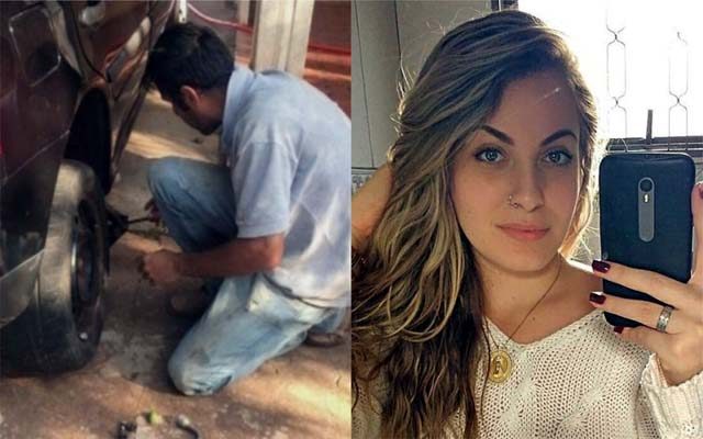 Suspeito de matar universitária Mariana Bazza, de Bariri, ajudou a jovem a trocar o pneu — Foto: TV TEM/Arquivo Pessoal