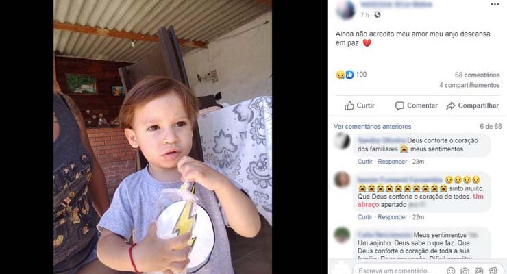 Bebê sai de casa após distração da família, cai em lago e morre em Biritiba-Mirim — Foto: Reprodução/Facebook.