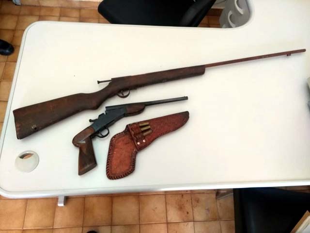 Armas apreendidas em Adolfo durante operação da Polícia Ambiental — Foto: Divulgação/Polícia Ambiental