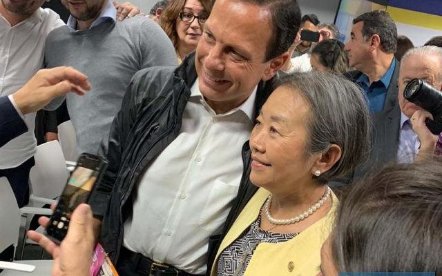 Prefeita Tamiko Inoue com o governador João Dória. Foto: DIVULGAÇÃO