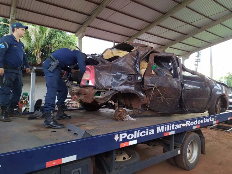 Traficante morre e adolescente fica ferido após perseguição policial na MS-164, em Maracaju. — Foto: Polícia Rodoviária Estadual/Divulgação.
