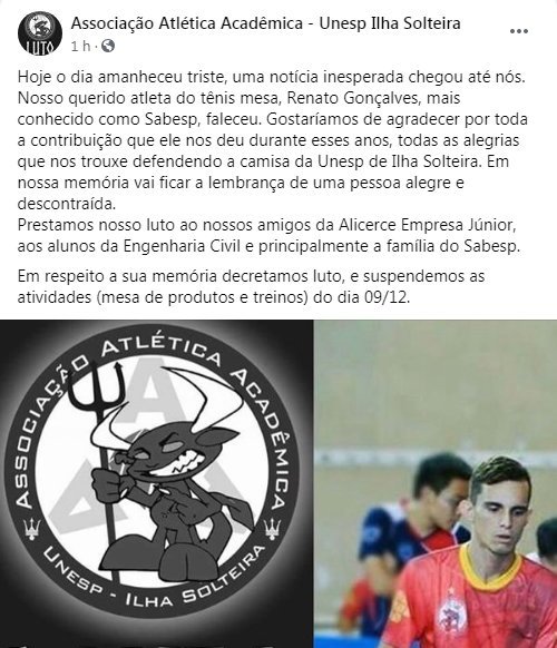 Nota de pesar da Associação Atlética Acadêmica