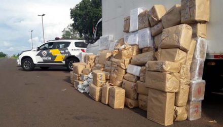 Carga com 1.340 quilos de maconha foi apreendida em Rosana — Foto: Polícia Militar Rodoviária