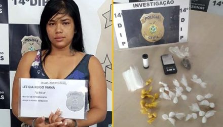 Letícia foi autuada em flagrante por tráfico de drogas. Foto: Divulgação/PC-AM